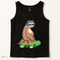 Sloth Riding Turtle Lazy Sloth Gift Tank Top thumb 2