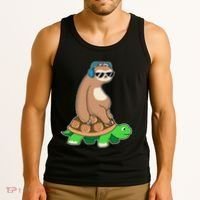 Sloth Riding Turtle Lazy Sloth Gift Tank Top thumb 3