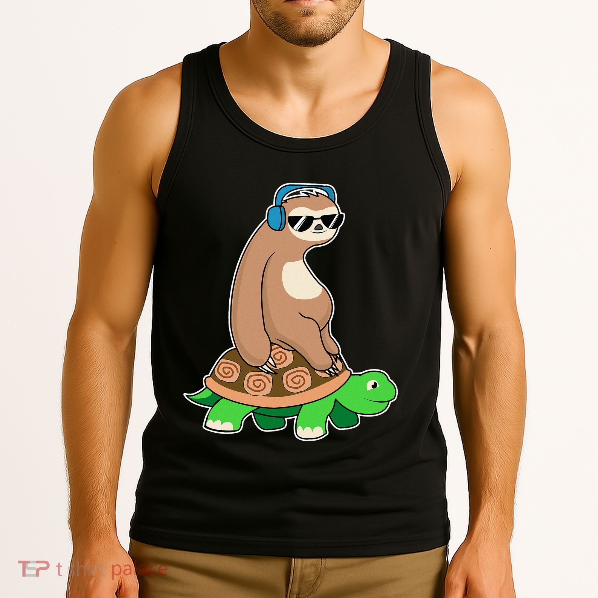 Sloth Riding Turtle Lazy Sloth Gift Tank Top