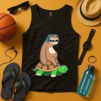 Sloth Riding Turtle Lazy Sloth Gift Tank Top thumb 4
