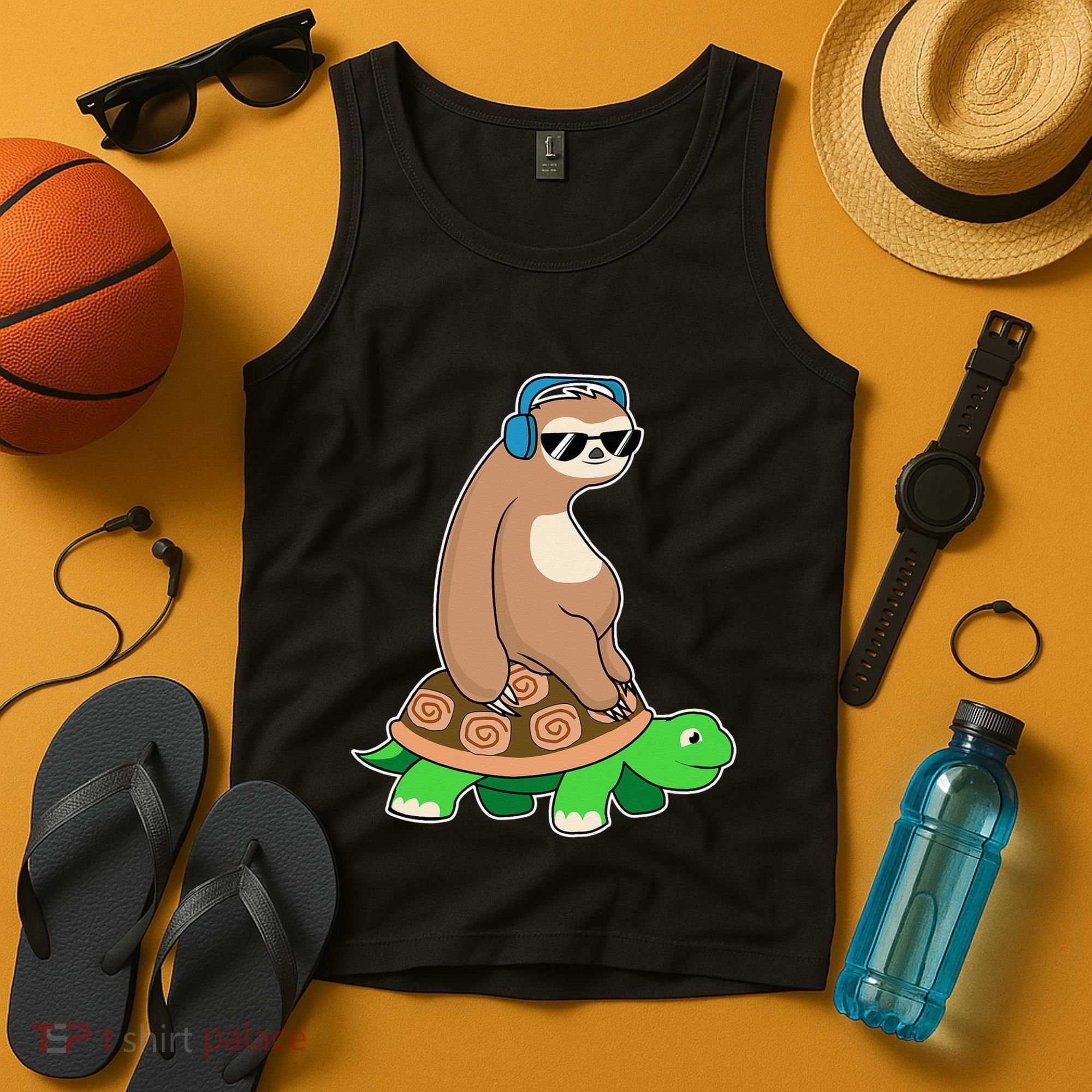 Sloth Riding Turtle Lazy Sloth Gift Tank Top