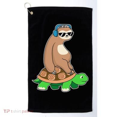Sloth Riding Turtle Lazy Sloth Gift Golf Towel
