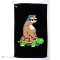Sloth Riding Turtle Lazy Sloth Gift Golf Towel thumb 0