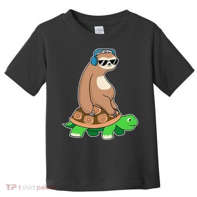 Sloth Riding Turtle Lazy Sloth Gift Toddler T-Shirt