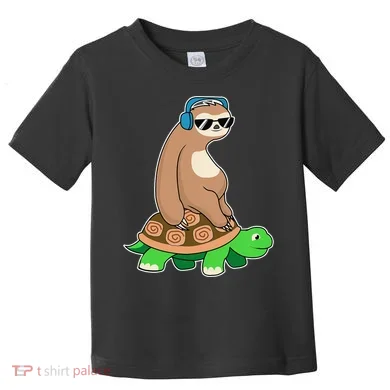 Sloth Riding Turtle Lazy Sloth Gift Toddler T-Shirt