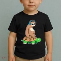 Sloth Riding Turtle Lazy Sloth Gift Toddler T-Shirt thumb 2