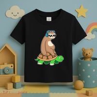 Sloth Riding Turtle Lazy Sloth Gift Toddler T-Shirt thumb 3