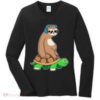 Sloth Riding Turtle Lazy Sloth Gift Women's Long Sleeve Shirt thumb 0