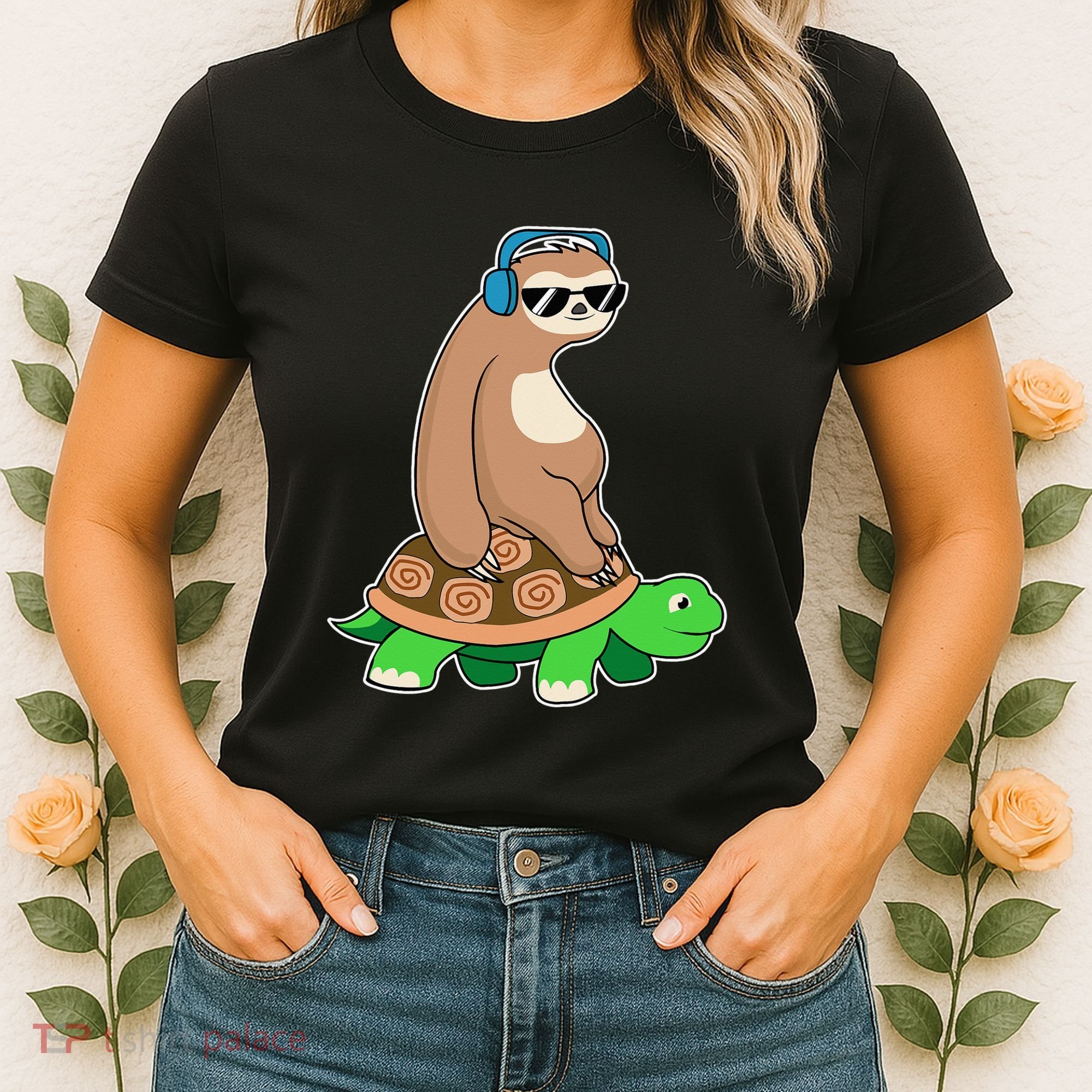 Sloth Riding Turtle Lazy Sloth Gift Women's T-Shirt