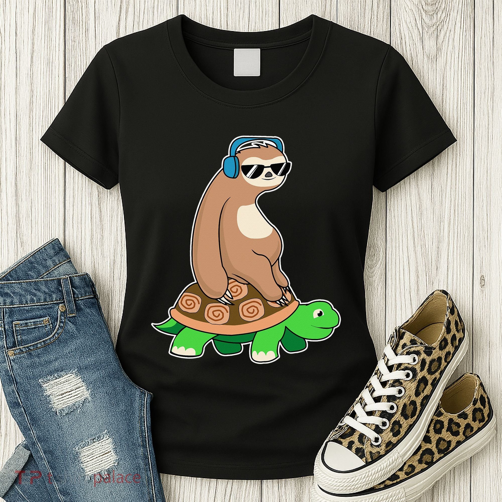 Sloth Riding Turtle Lazy Sloth Gift Women's T-Shirt