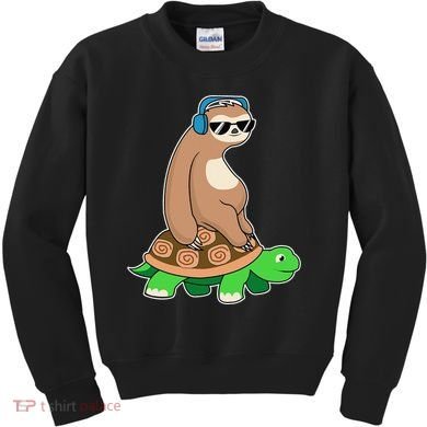 Sloth Riding Turtle Lazy Sloth Gift Kids Sweatshirt