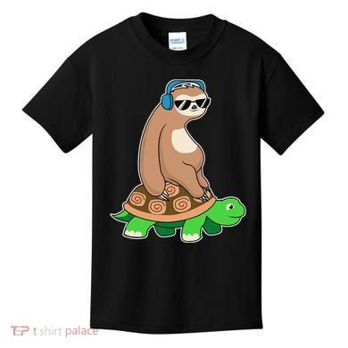 Sloth Riding Turtle Lazy Sloth Gift Kids T-Shirt