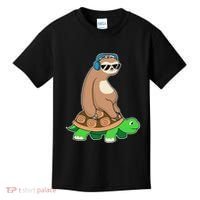 Sloth Riding Turtle Lazy Sloth Gift Kids T-Shirt thumb 0