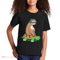 Sloth Riding Turtle Lazy Sloth Gift Kids T-Shirt thumb 2