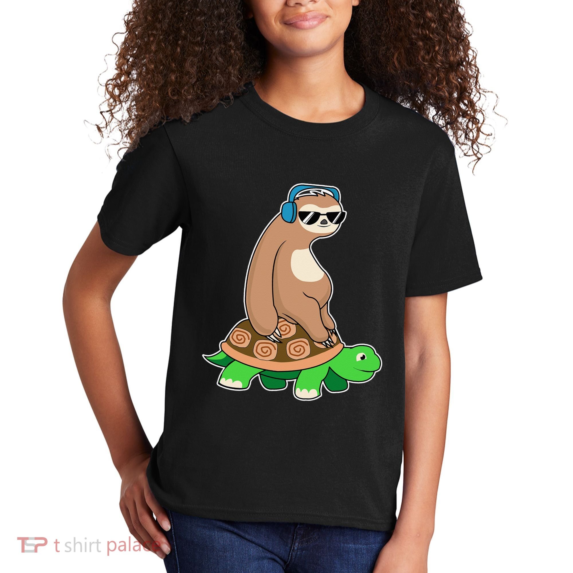Sloth Riding Turtle Lazy Sloth Gift Kids T-Shirt
