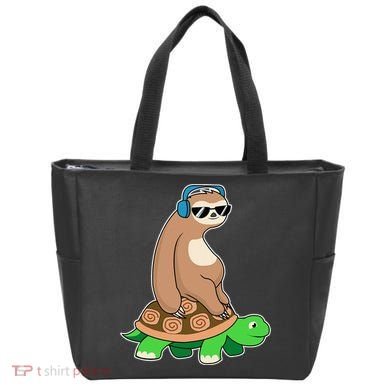 Sloth Riding Turtle Lazy Sloth Gift Tote Bag