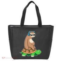 Sloth Riding Turtle Lazy Sloth Gift Tote Bag thumb 0