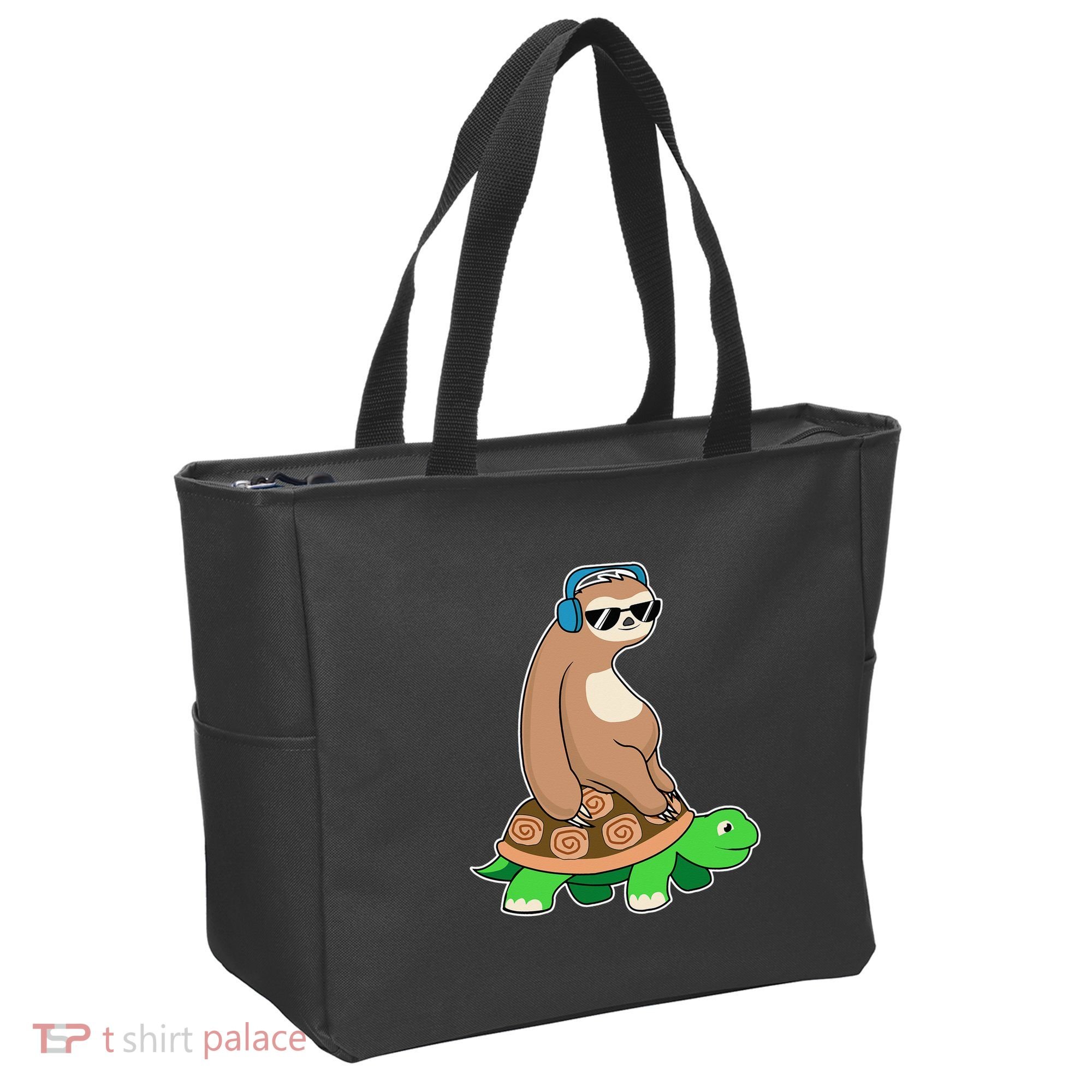 Sloth Riding Turtle Lazy Sloth Gift Tote Bag