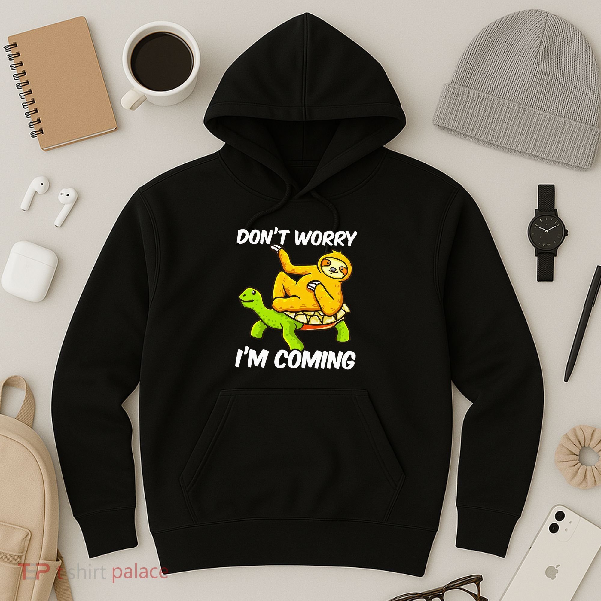 Sloth Riding Turtle Tortoise Sloth Lovers Hoodie