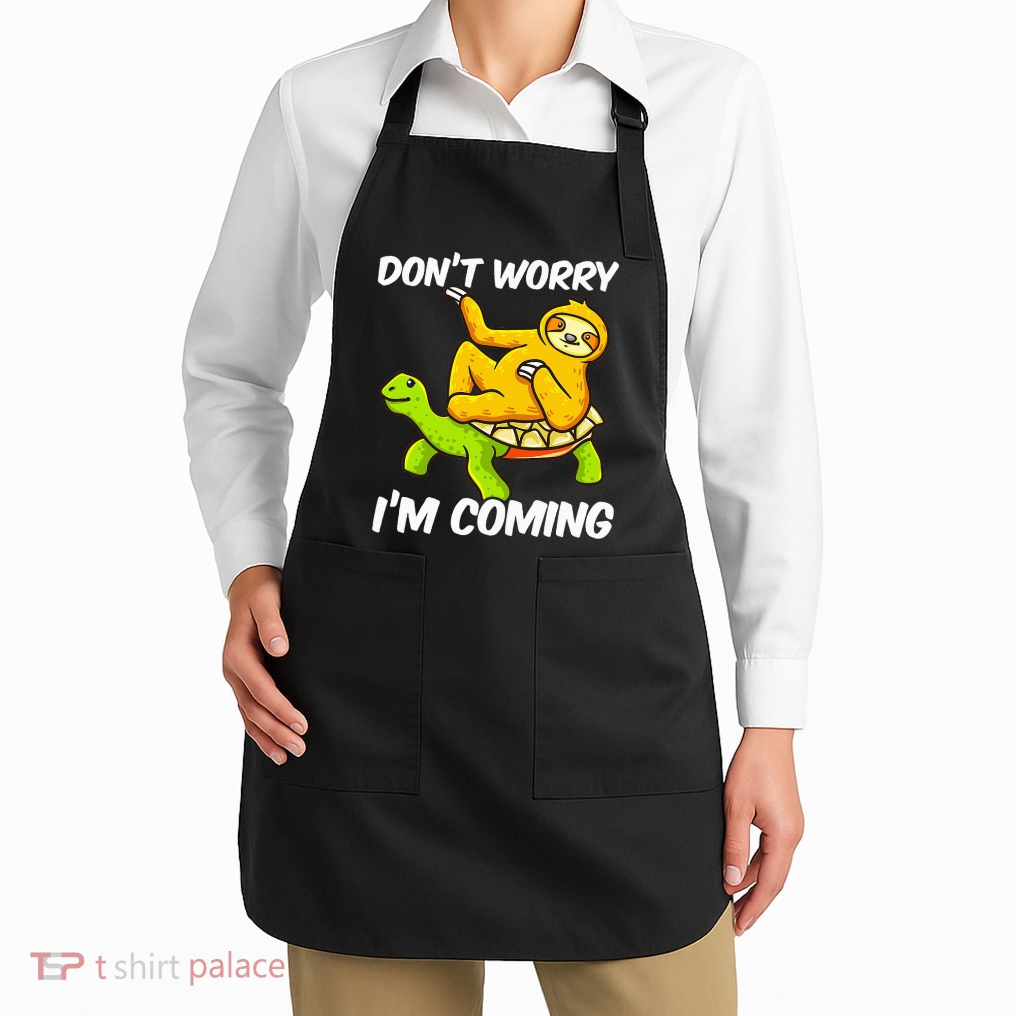 Sloth Riding Turtle Tortoise Sloth Lovers Apron