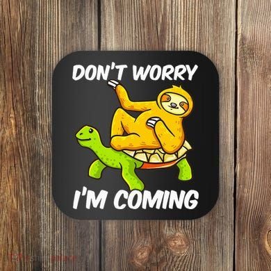Sloth Riding Turtle Tortoise Sloth Lovers Coaster