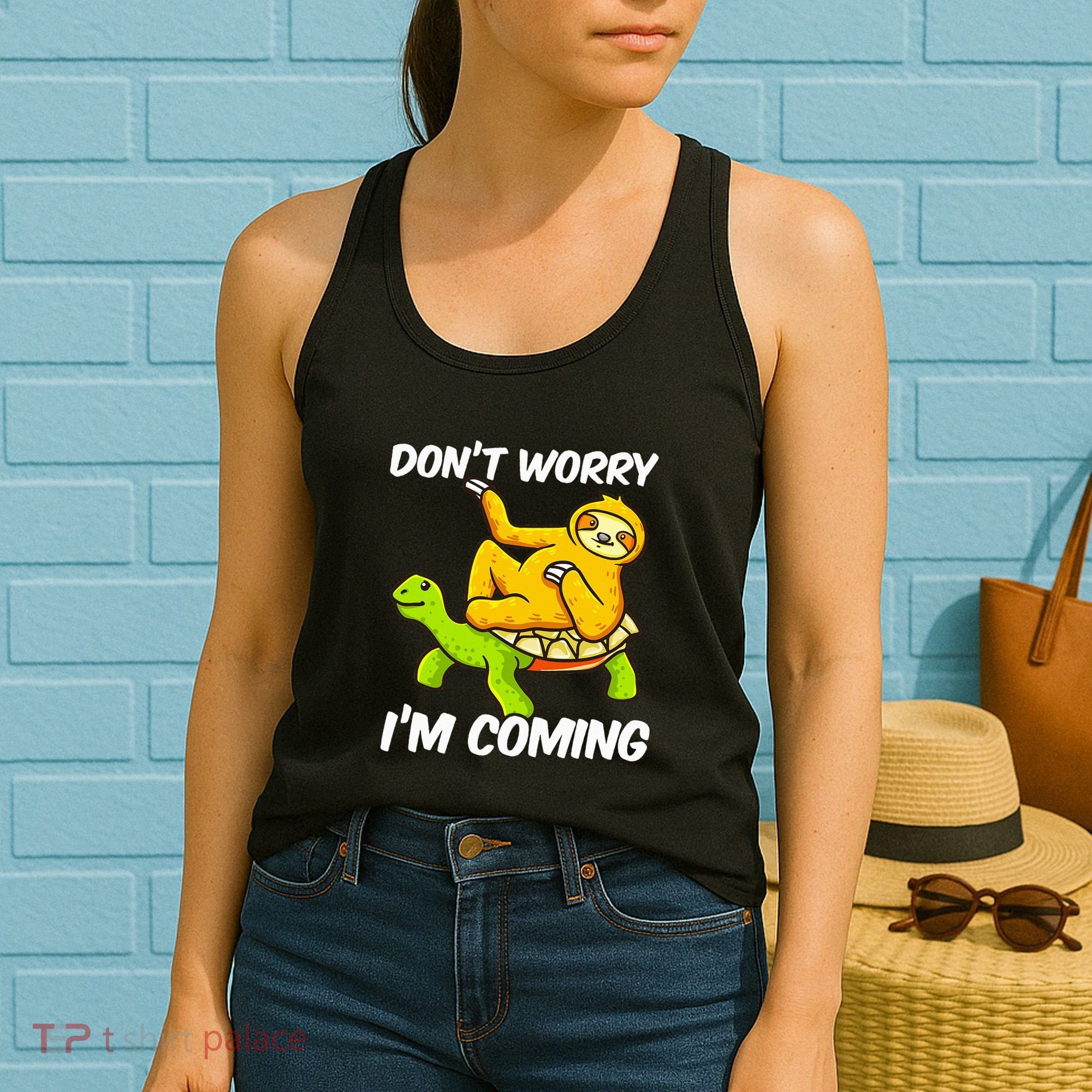 Sloth Riding Turtle Tortoise Sloth Lovers Women's Tank Top