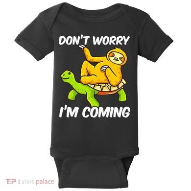 Sloth Riding Turtle Tortoise Sloth Lovers Baby Bodysuit