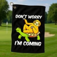 Sloth Riding Turtle Tortoise Sloth Lovers Golf Towel thumb 1