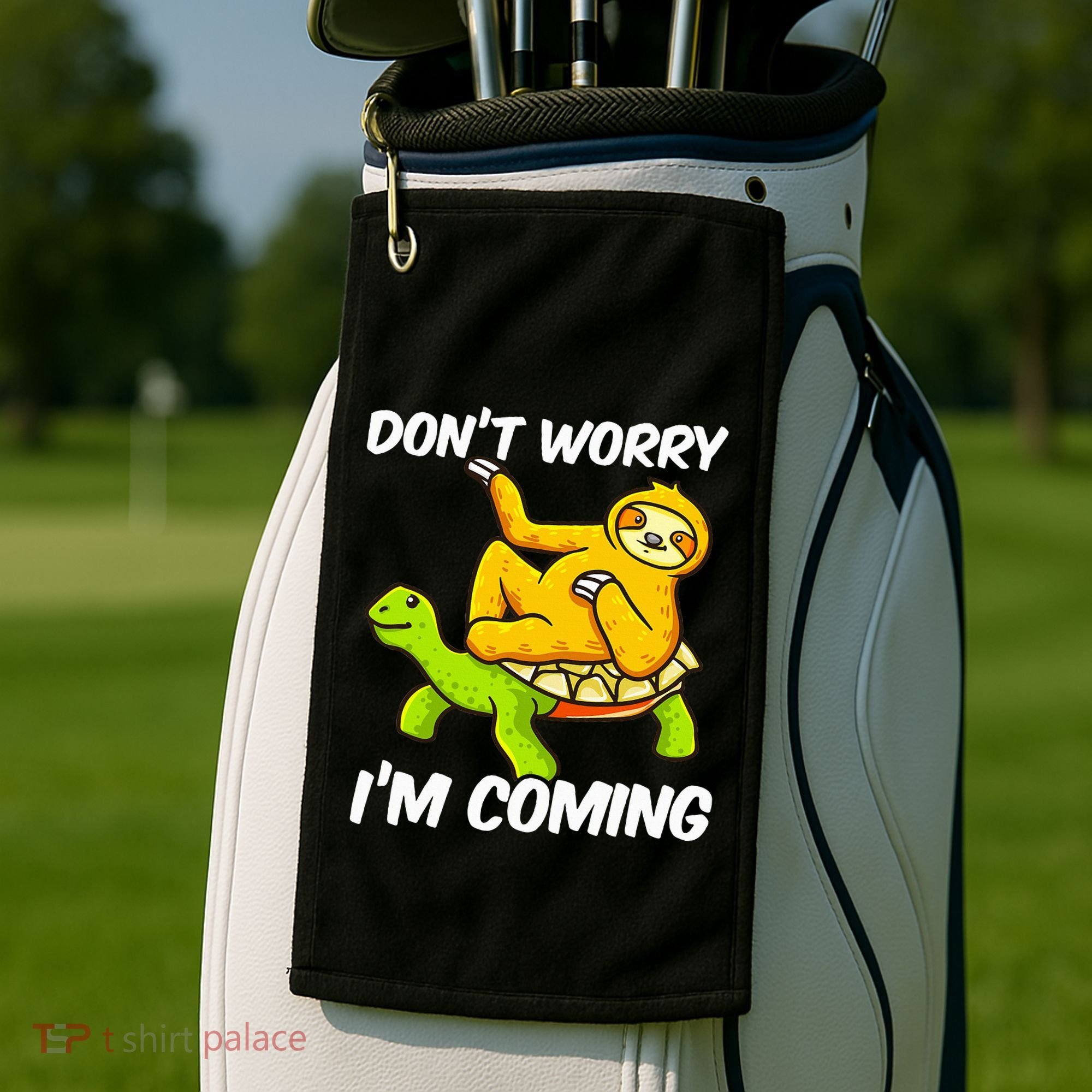Sloth Riding Turtle Tortoise Sloth Lovers Golf Towel