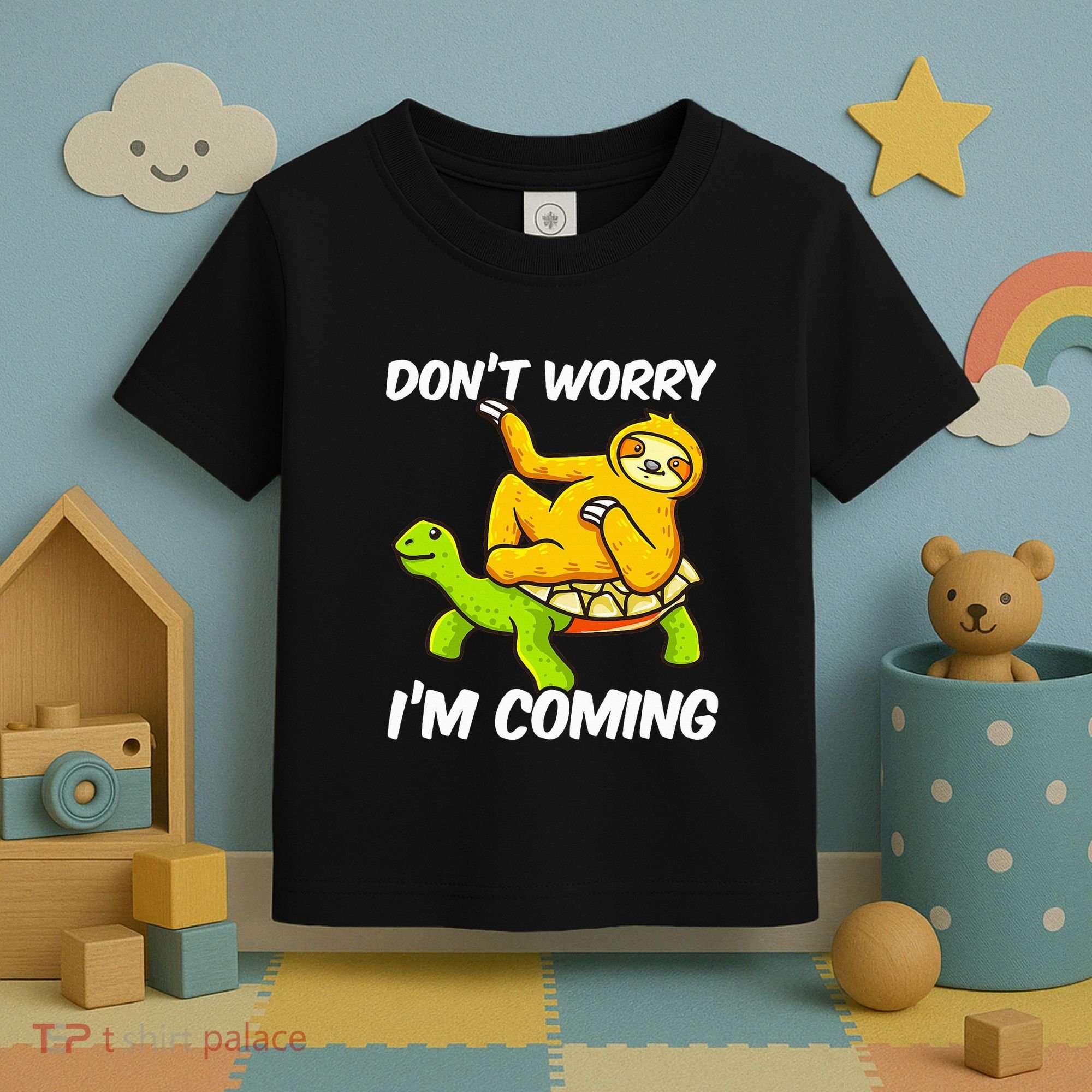 Sloth Riding Turtle Tortoise Sloth Lovers Toddler T-Shirt