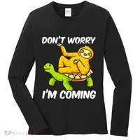 Sloth Riding Turtle Tortoise Sloth Lovers Women's Long Sleeve Shirt thumb 0