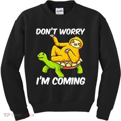 Sloth Riding Turtle Tortoise Sloth Lovers Kids Sweatshirt