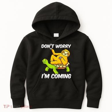 Sloth Riding Turtle Tortoise Sloth Lovers Kids Hoodie
