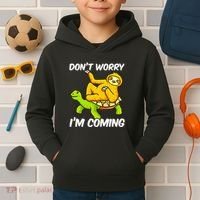 Sloth Riding Turtle Tortoise Sloth Lovers Kids Hoodie thumb 2