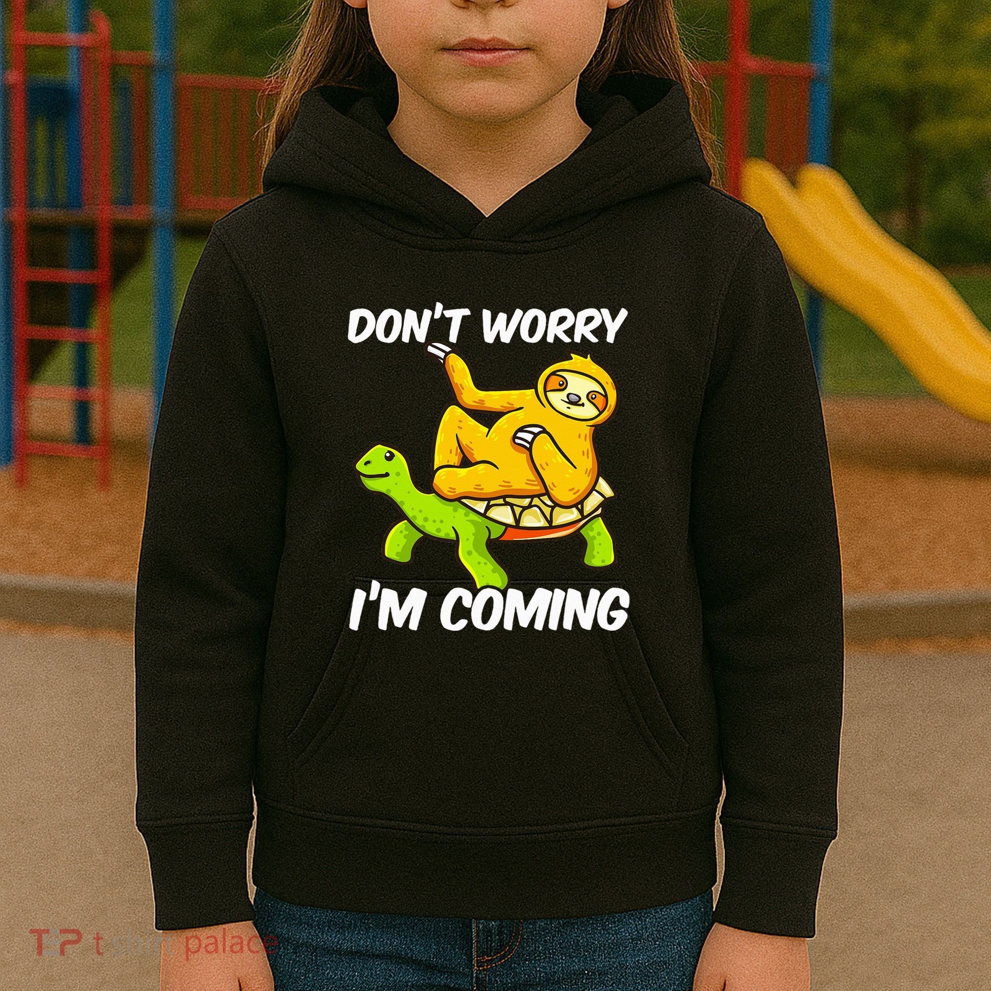 Sloth Riding Turtle Tortoise Sloth Lovers Kids Hoodie