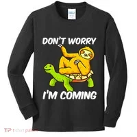 Sloth Riding Turtle Tortoise Sloth Lovers Kids Long Sleeve Shirt thumb 0