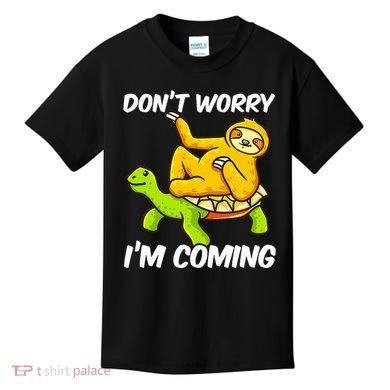 Sloth Riding Turtle Tortoise Sloth Lovers Kids T-Shirt