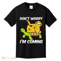Sloth Riding Turtle Tortoise Sloth Lovers Kids T-Shirt thumb 0