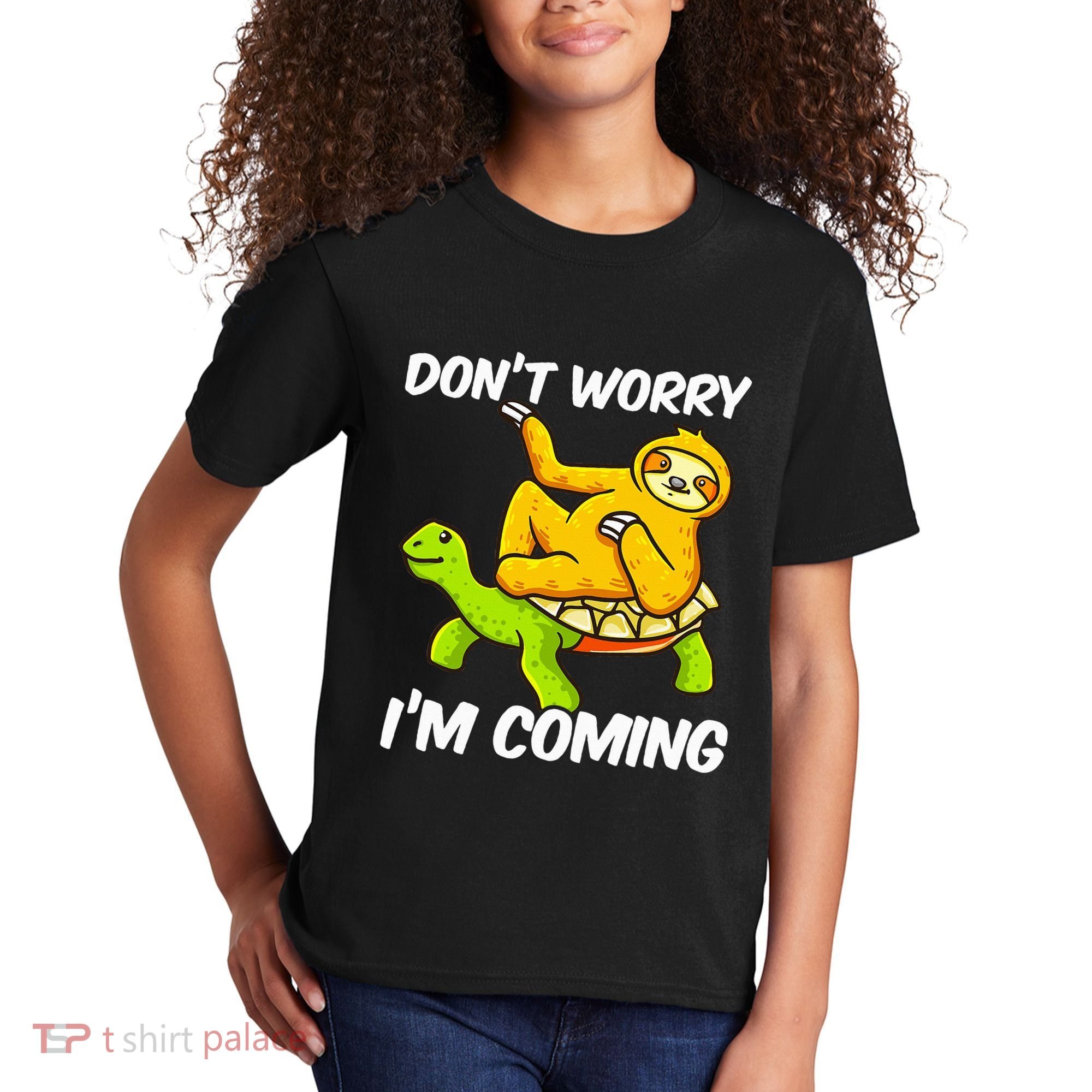 Sloth Riding Turtle Tortoise Sloth Lovers Kids T-Shirt
