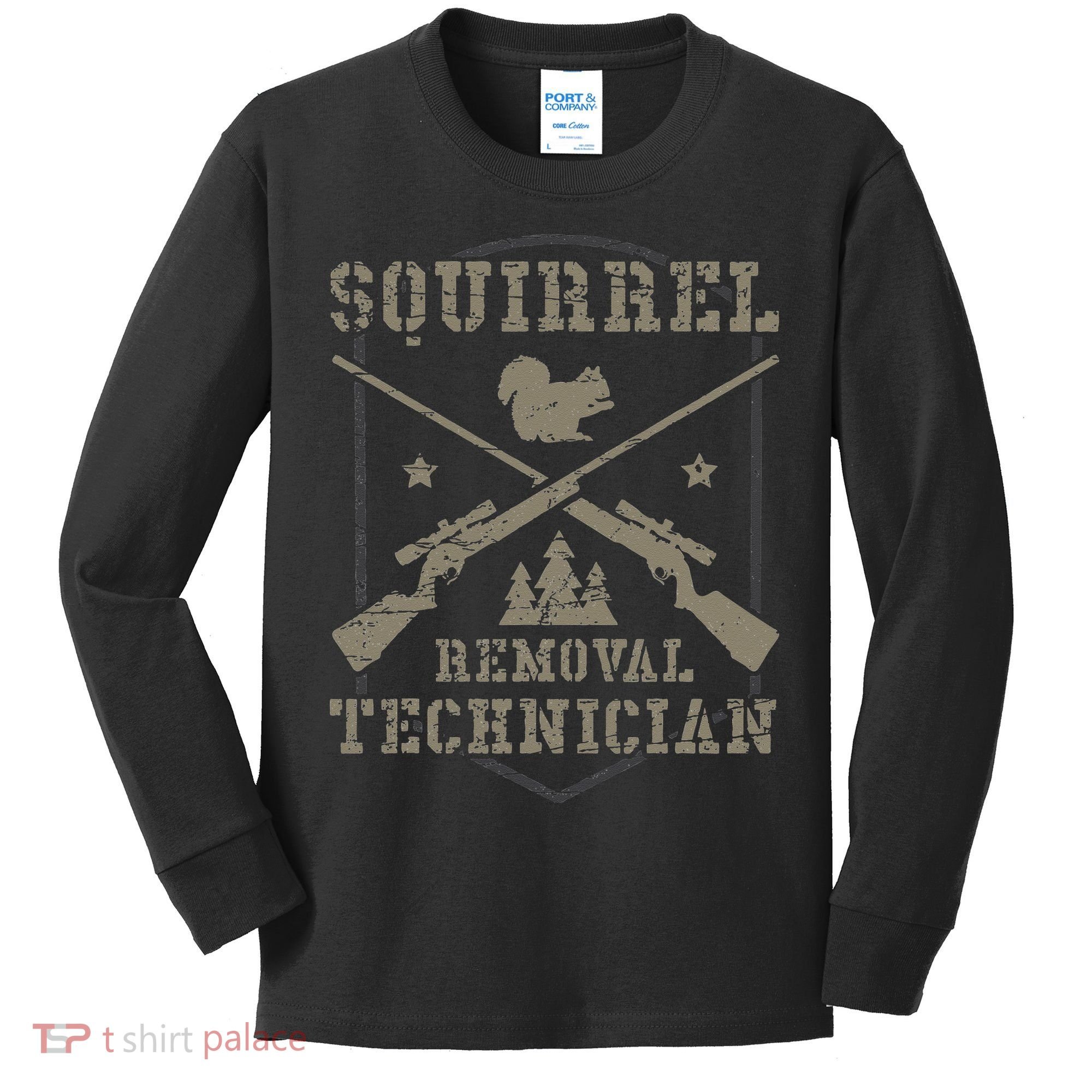 Squirrel Removal Technician Squirrel Hunting Squirrel Hunter Kids Long Sleeve Shirt