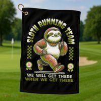 Sloth Running Team Running Gifts Women Funny Sloth Golf Towel thumb 1