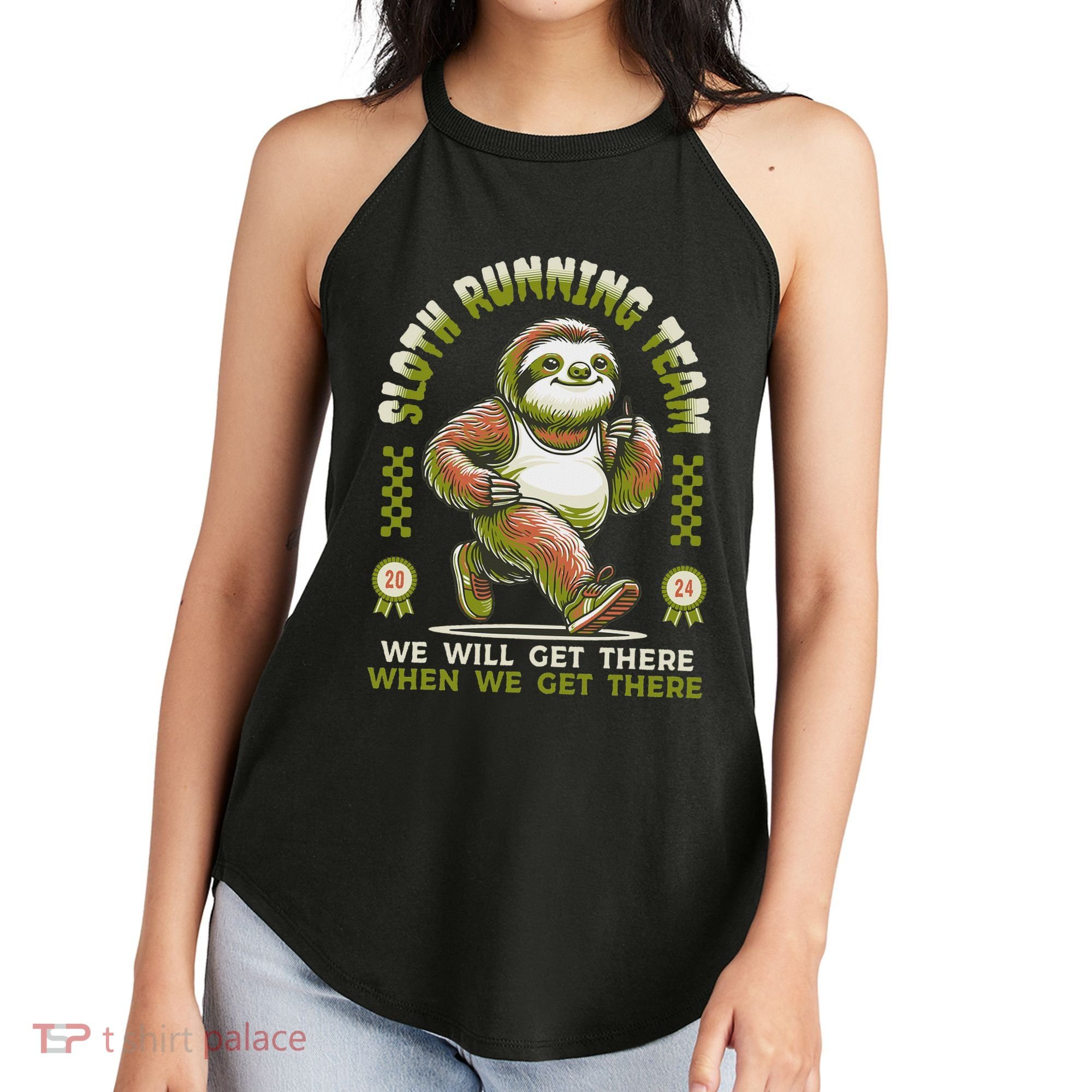 Sloth Running Team Running Gifts Women Funny Sloth Women's Perfect Tri Rocker Tank