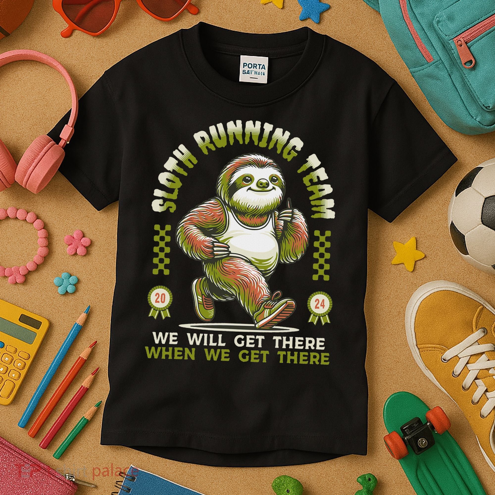 Sloth Running Team Running Gifts Women Funny Sloth Kids T-Shirt