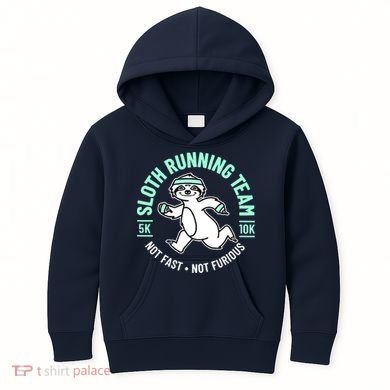 Sloth Running Team Not Fast Not Furious Kids Hoodie