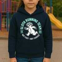 Sloth Running Team Not Fast Not Furious Kids Hoodie thumb 3