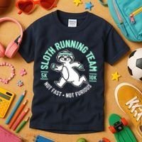 Sloth Running Team Not Fast Not Furious Kids T-Shirt thumb 3