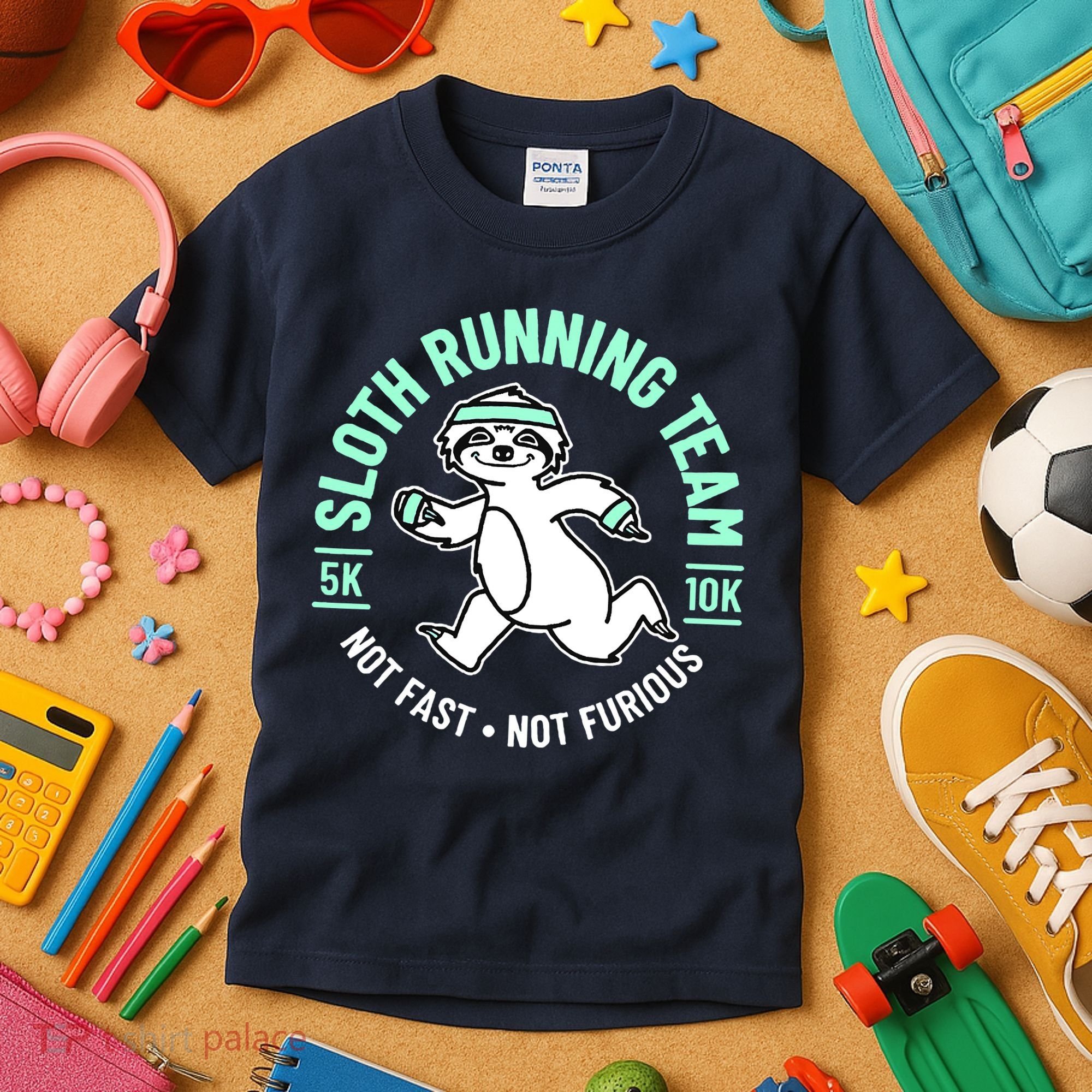 Sloth Running Team Not Fast Not Furious Kids T-Shirt