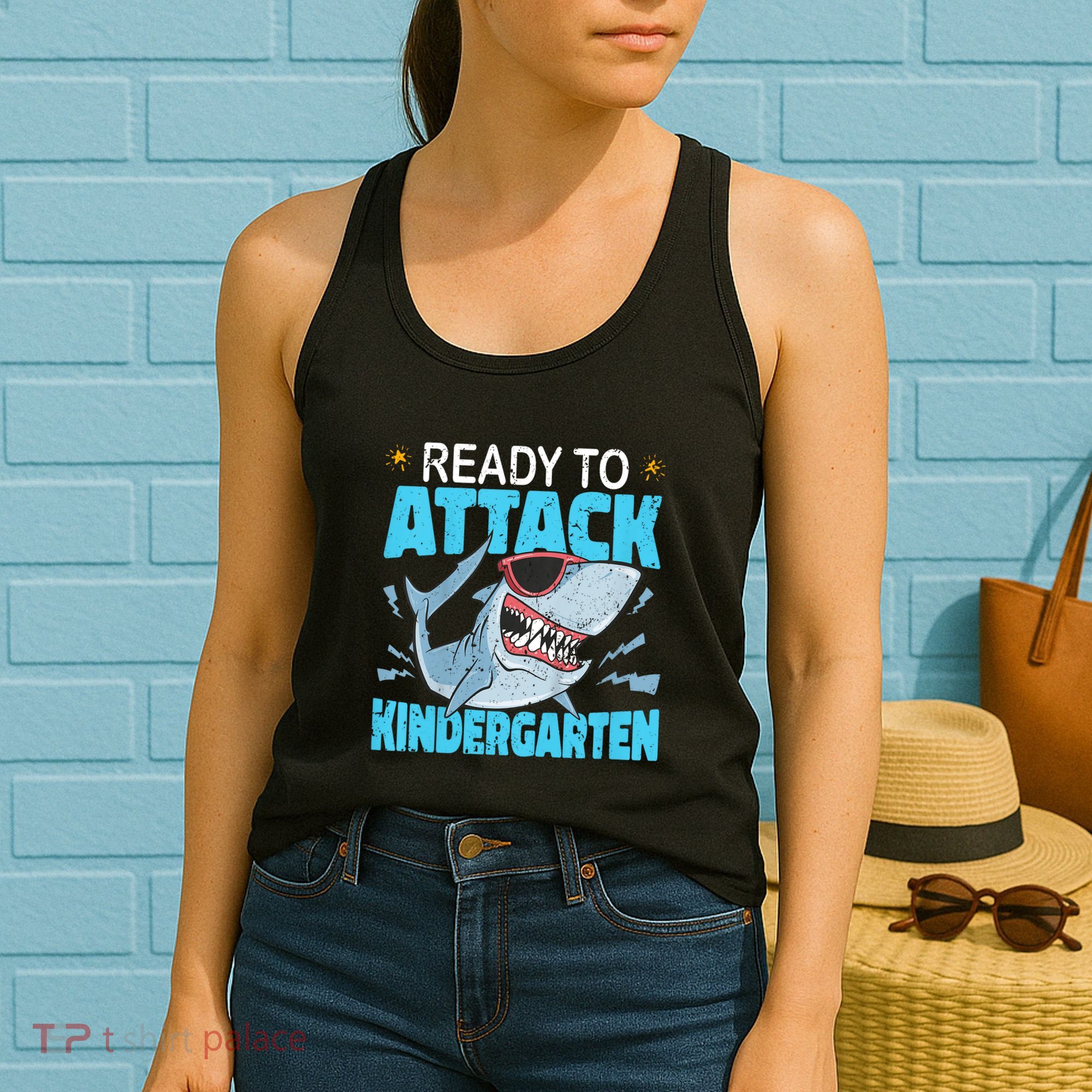 Shark Ready To Attack Kindergarten First Day Of School Women's Tank Top