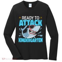 Shark Ready To Attack Kindergarten First Day Of School Women's Long Sleeve Shirt thumb 0