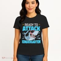 Shark Ready To Attack Kindergarten First Day Of School Women's T-Shirt thumb 4